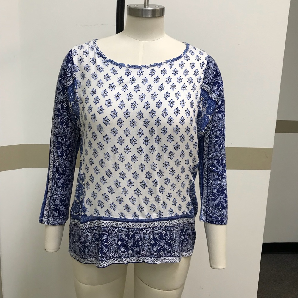 Lucky Brand blue and white top